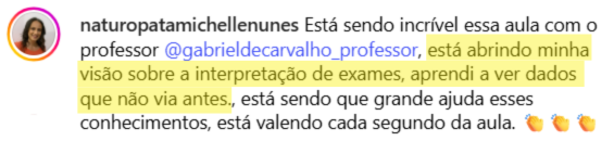 Depoimento de aluno da imersão da FSA sobre interpretação de exames — 1
