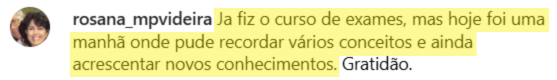 Depoimento de aluno da imersão da FSA sobre interpretação de exames — 11