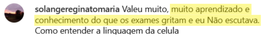 Depoimento de aluno da imersão da FSA sobre interpretação de exames — 12