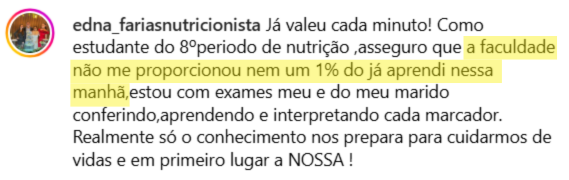 Depoimento de aluno da imersão da FSA sobre interpretação de exames — 3