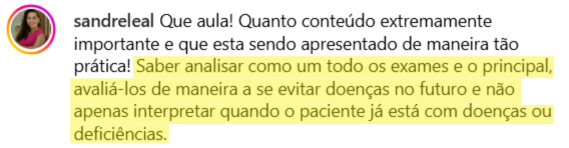 Depoimento de aluno da imersão da FSA sobre interpretação de exames — 4