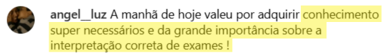 Depoimento de aluno da imersão da FSA sobre interpretação de exames — 6