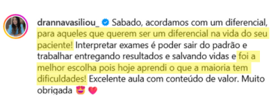 Depoimento de aluno da imersão da FSA sobre interpretação de exames — 7